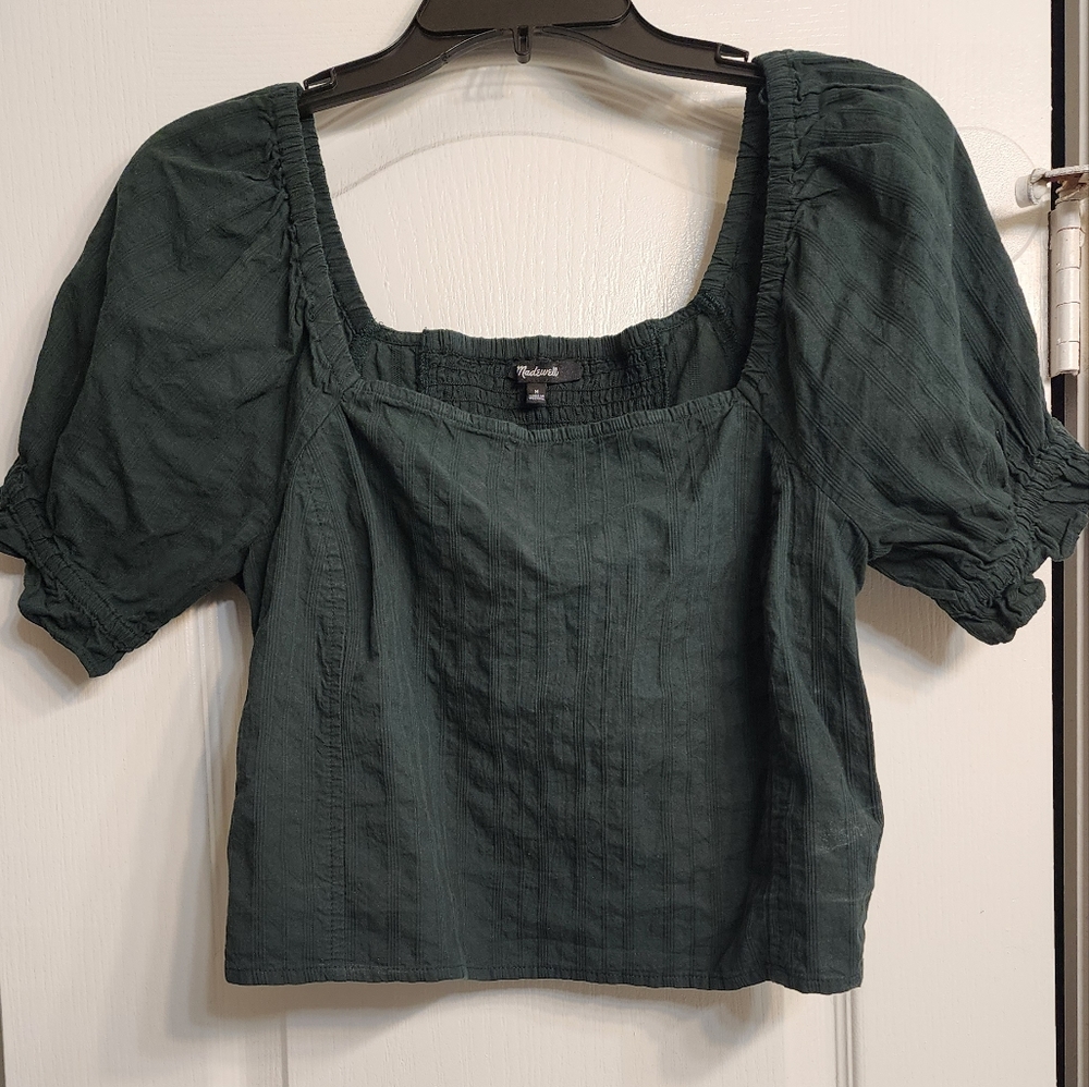 Madewell Puff Sleeve Crop Top in Stripe